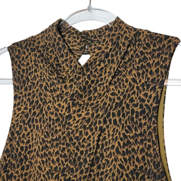 Garnet Hill Leopard Animal Print Maxi Dress Sleeveless Brown Black Casual Size L - Picture 3 of 16